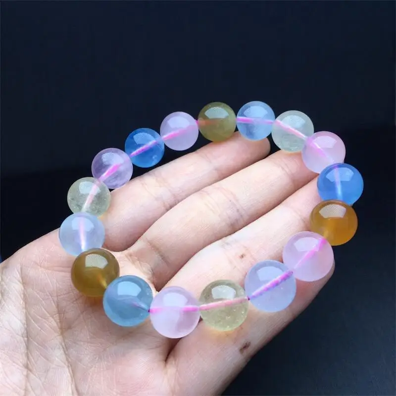 14MM Natural Aquamarine Morganite Bracelet String Charms Handmade Fortune Energy Bangle Mineral Woman Amulet Jewelry Gift