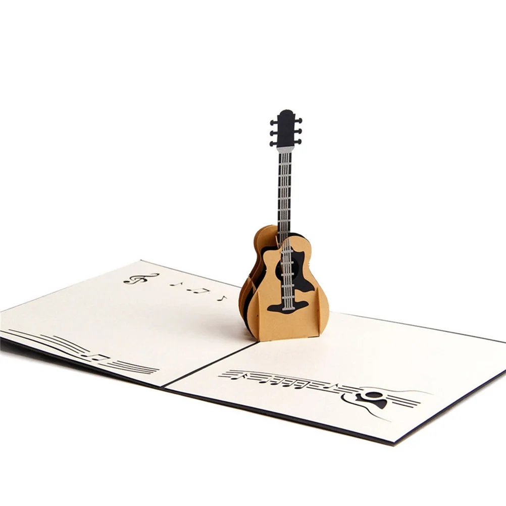 

Guitar 3D Up Greeting Handmade Gift for Birthday Wedding Anniversary Merry Christmas Thanksgiving Valentine's Day