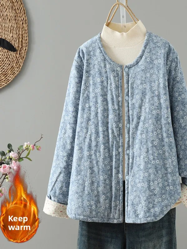 

Теплая хлопковая куртка с цветочным принтом, свободная повседневная куртка на осень-зиму, Новое поступление, женское модное пальто китайского бренда