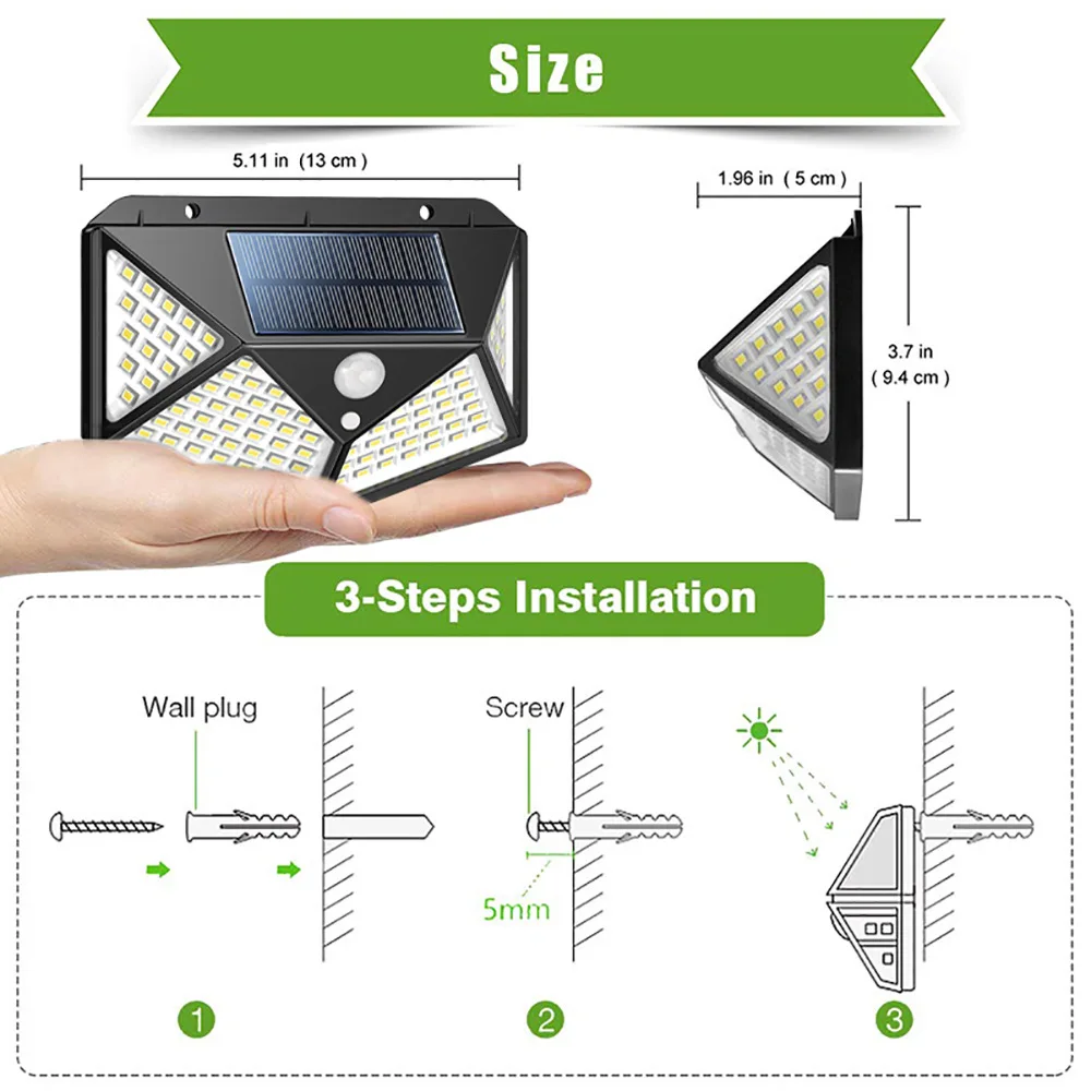 Solar Lights Outdoor Sensor Outdoor Lights Solar Powered, Wireless IP65 Waterproof Solar Wall Lights Outdoor Lights, Bright