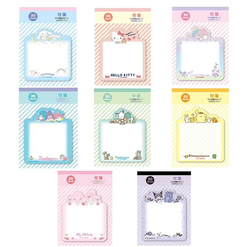 Imagem -01 - Kuromi Melody Sticky Note Memo Pad Sanrio Cinnamoroll Little Twin Stars Bloco de Notas Planejador Adesivo Publicar Material Escolar 48 Pcs Lot kuromi melody sticky note memo pad sanrio cinnamoroll little twin stars bloco de notas planejador adesivo publicar material escolar 48 pcs lot 01