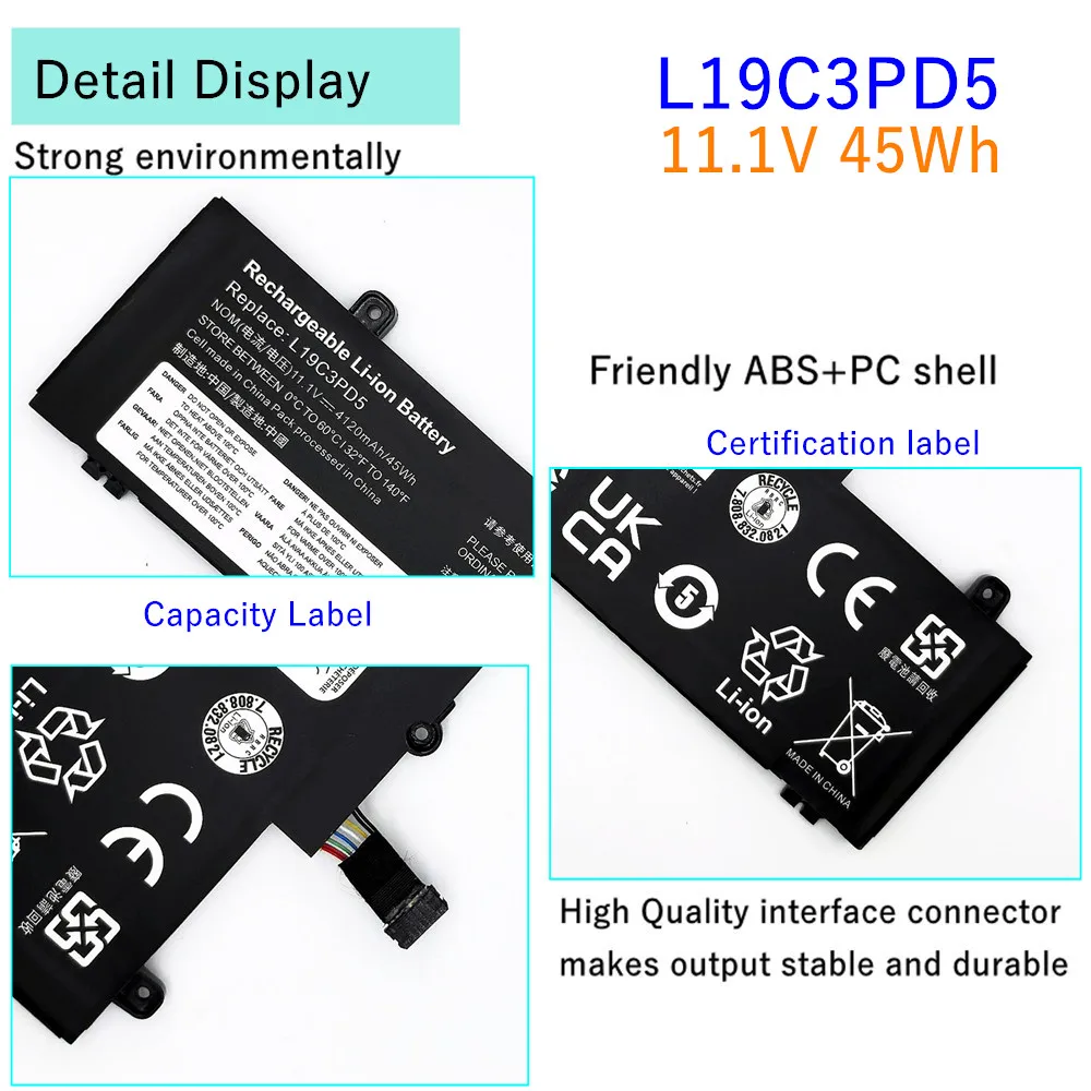 L19C3PD5 Laptop Battery For Lenovo ThinkPad E14 E15 Gen 2 3 (Type 20T6 20T8 20T7 20TA 20TB) series L19L3PD5 L19D3PD5 L19M3PD5