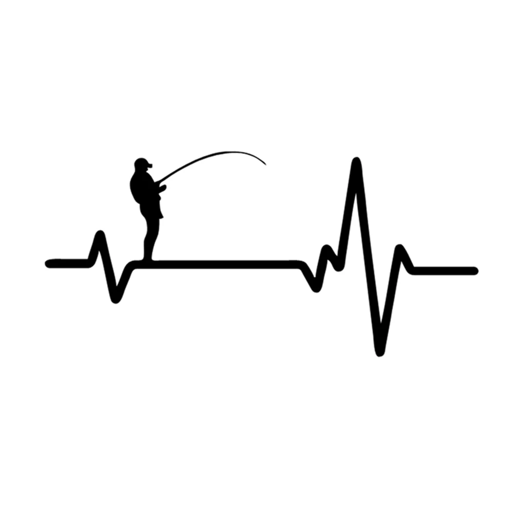

16.5X7.8CM Deep Sea Fishing Heart Line Vinyl Decal, Ocean Angler Sticker for SUV Truck Van Water Bottle, Auto Exterior Decor