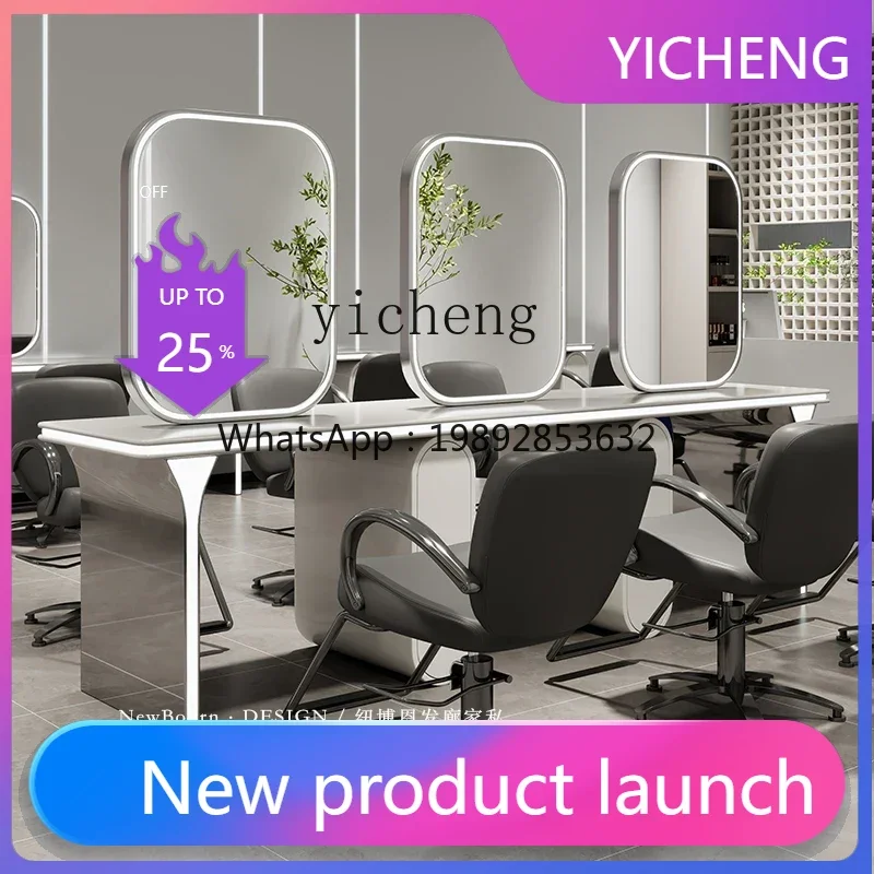 LYY   Barber Shop Mirror Table Hair Salon Cut Hair Perm and Dyeing Hair Mirror Single Double-sided Mirror Table Integrated