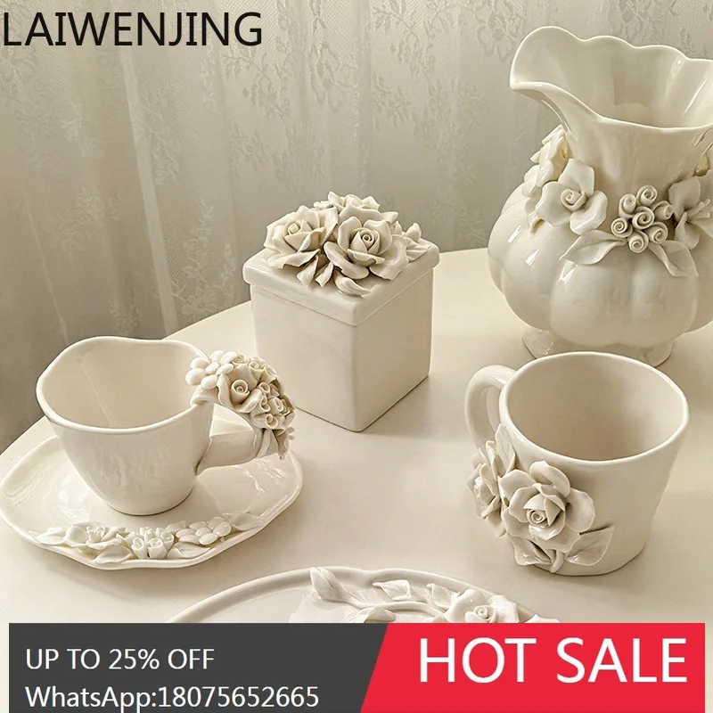 MJY Light Luxury Style Embossed Camellia Ceramic Vase Ornament Home Display Plate