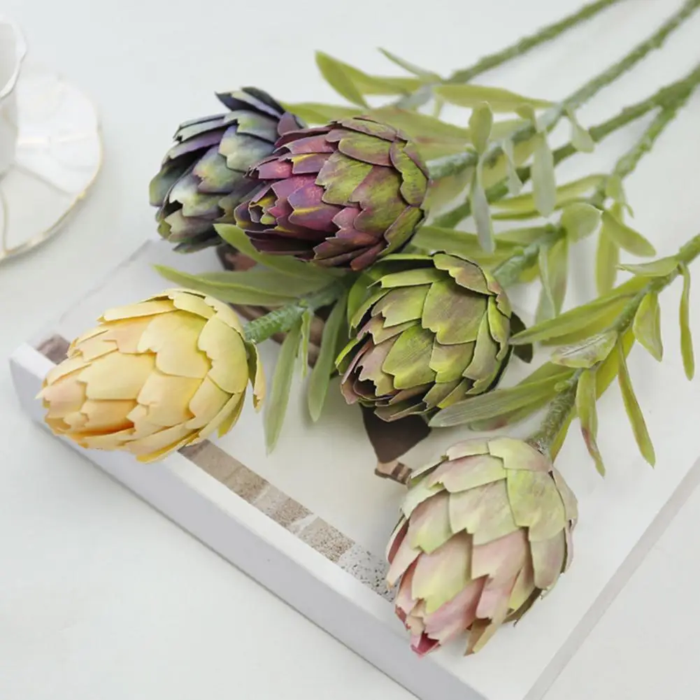 Alcachofas artificiales realistas, Protea Cynaroides, centro de mesa de fiesta, arreglo Floral, decoración del hogar de flores de imitación