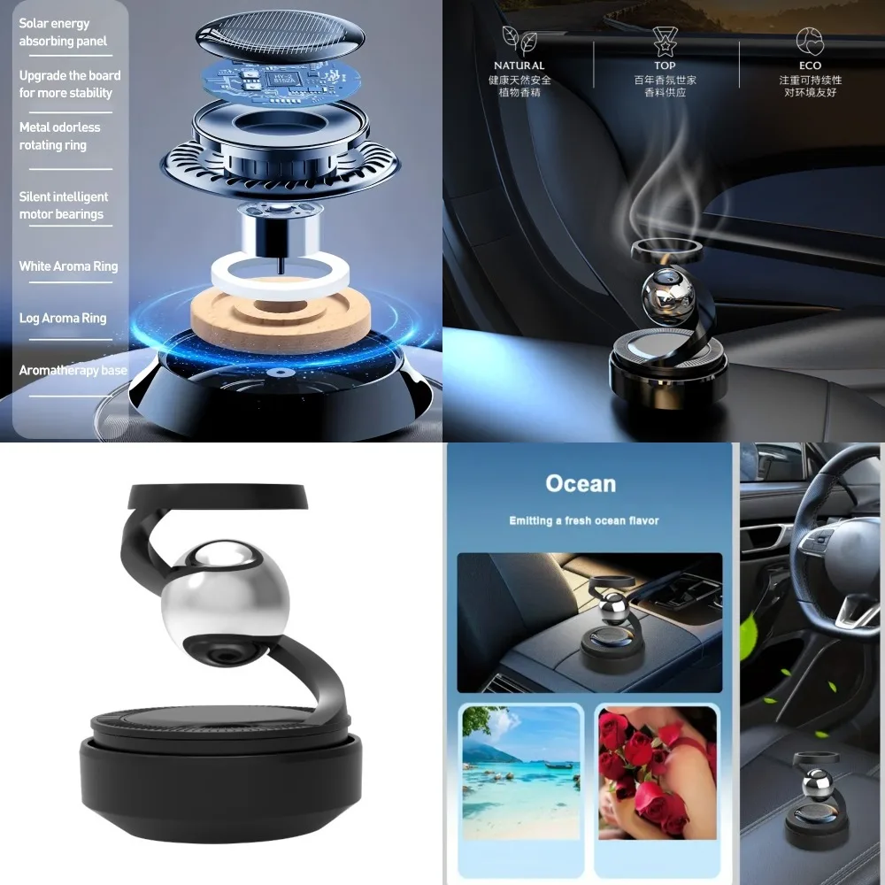 

Solar Car Aromatherapy Diffuser - Rotating Design, Long-Lasting Fragrance, Dashboard Decor, Compatible with Balm/Tablets/Sticks,