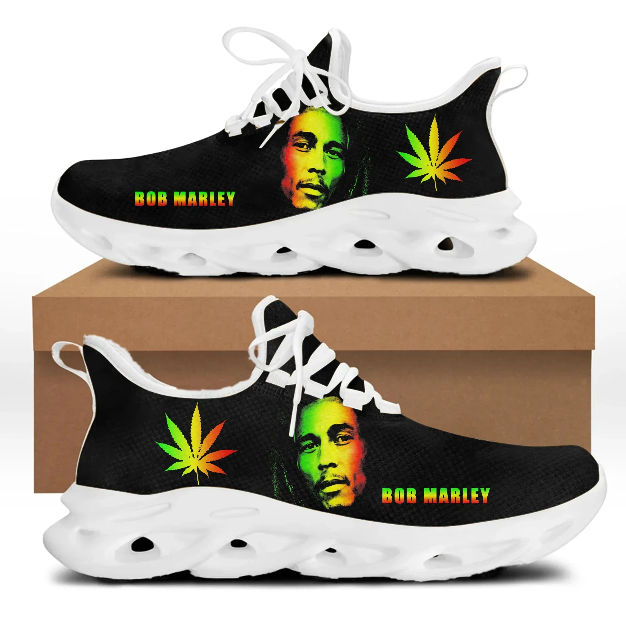 Bob Marley Reggae Rasta Music Singer Flats Sneakers Mens Womens Sports Running Shoes High Quality DIY Sneaker Custom Made Shoe
