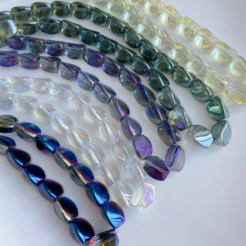 10pcs Irregular Lampwork Glass Beads For Jewelry Making Diy AB Bracelet Earrings AB Rainbow Golden Color Crystal Beads Wholesale