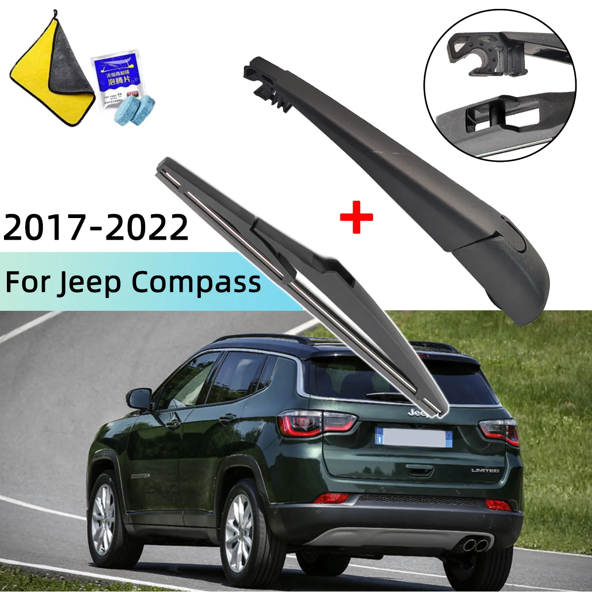 

Rear Windshield Wiper Arm & Blade Set Car Windscreen Rear Wiper Blade for Jeep Compass 2017-2022