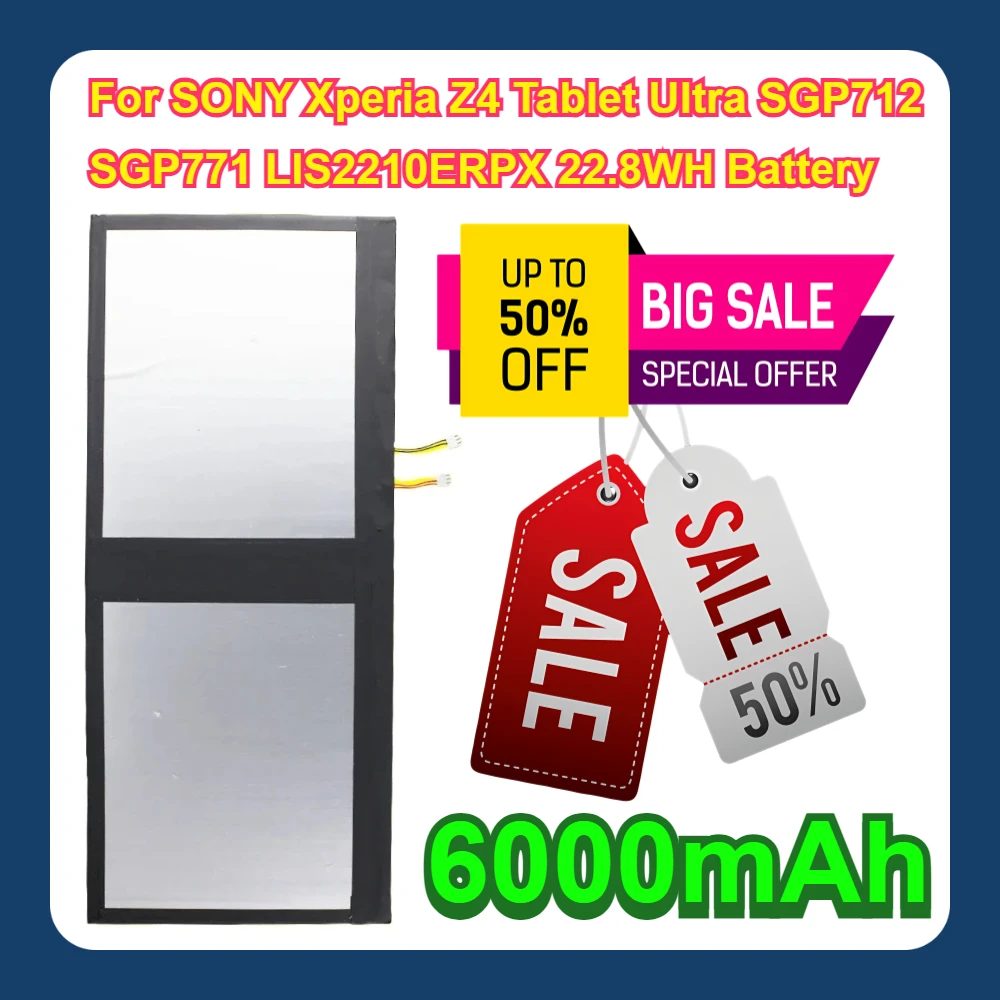 6000mAh For SONY Xperia Z4 Tablet Ultra SGP712 SGP771 LIS2210ERPX 22.8WH Battery