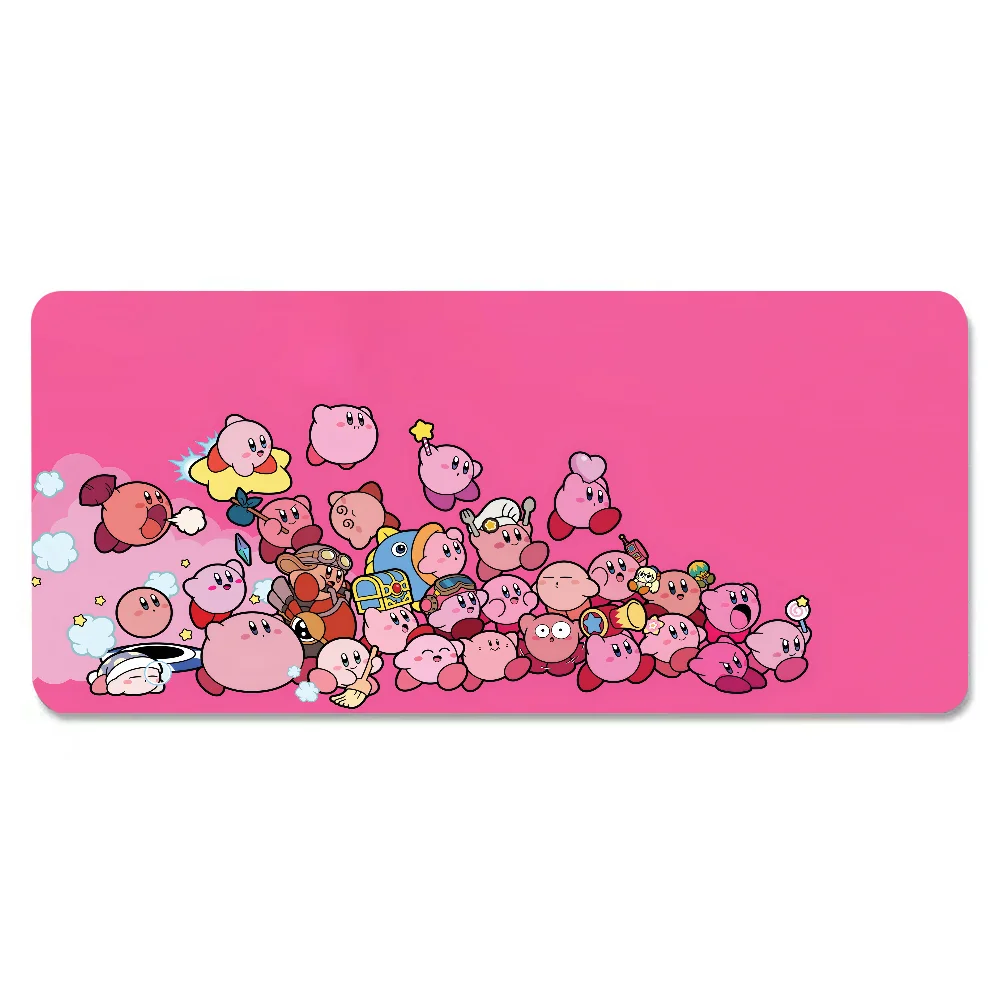K-Kirby Kawaii Pink Mousepad Large Anti-Slip Mouse Pad Stitched Edges Mat Durable Desk Laptop Gaming​ Keyboard Pad XXL