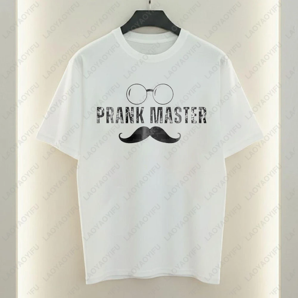 Prank Master Mustache And Glasses Design Unisex Cotton Tshirt Casual Summer Wear Funny Graphic Tee Playful April Fools' Day Wear