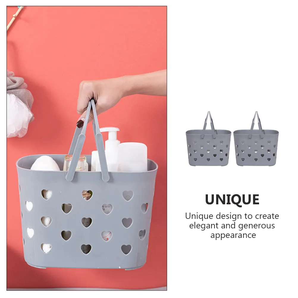 

2pcs Bathroom Storage Basket Plastic Bins Hollow Design Fruit Vegetable H held Basket Household ganization Storage Rack