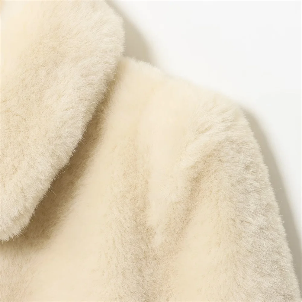 Outono novo produto moda feminina estilo extremamente simples temperamento cinto quente efeito de pele artificial casaco jaqueta