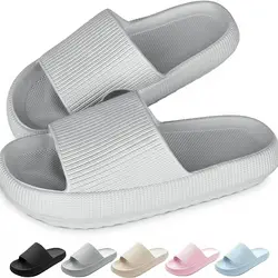 Sliders Cloud Slippers Women Men，Non-Slip Mens Womens Slippers Cloud Sliders Soft Flip Flops with Thick Sole for Shower Bathroom