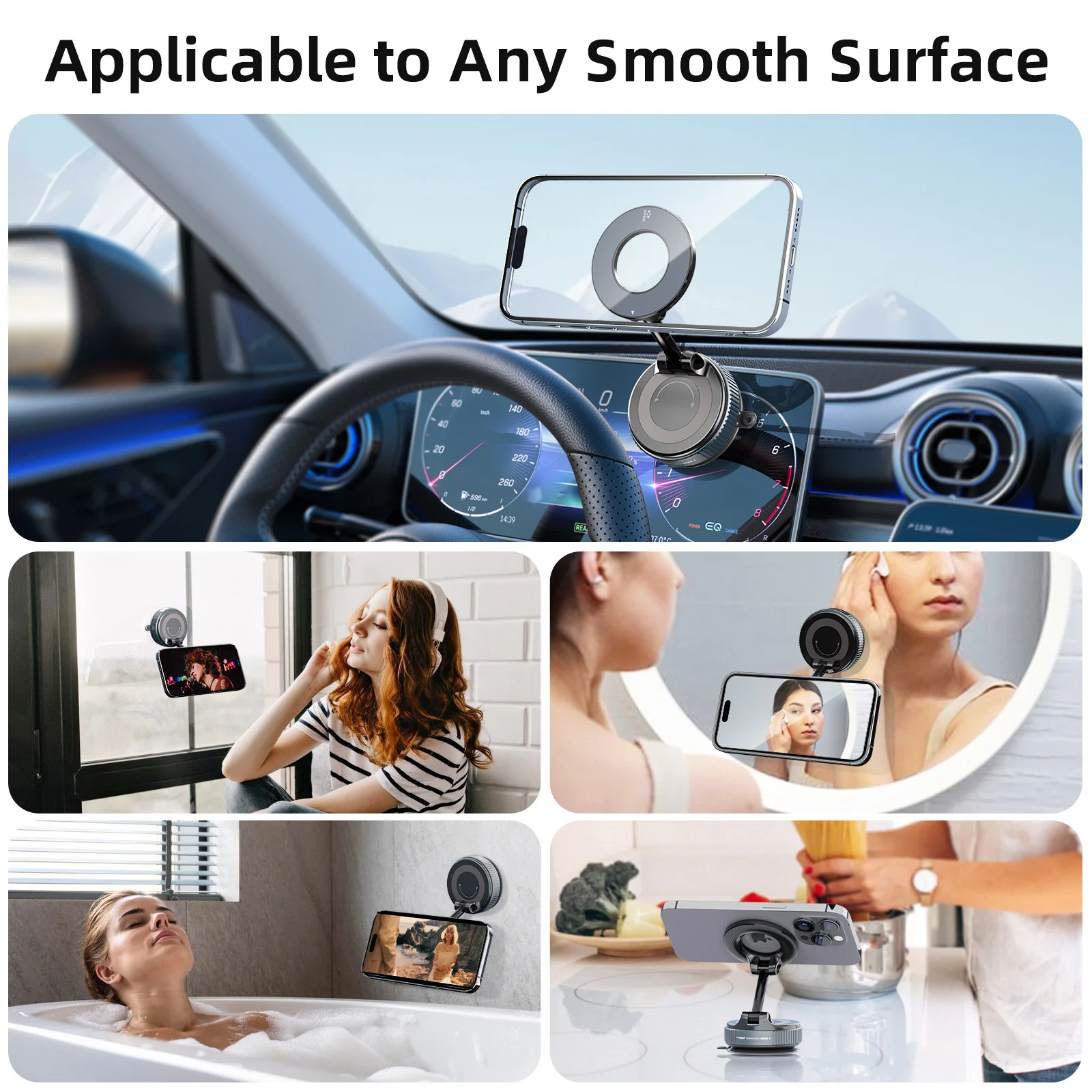 Car Mount Electric Vacuum Magnetic Holder Foldable Strong Suction Stand Cell Phone Rack For iphone 12 13 14 15 16 Live Streaming