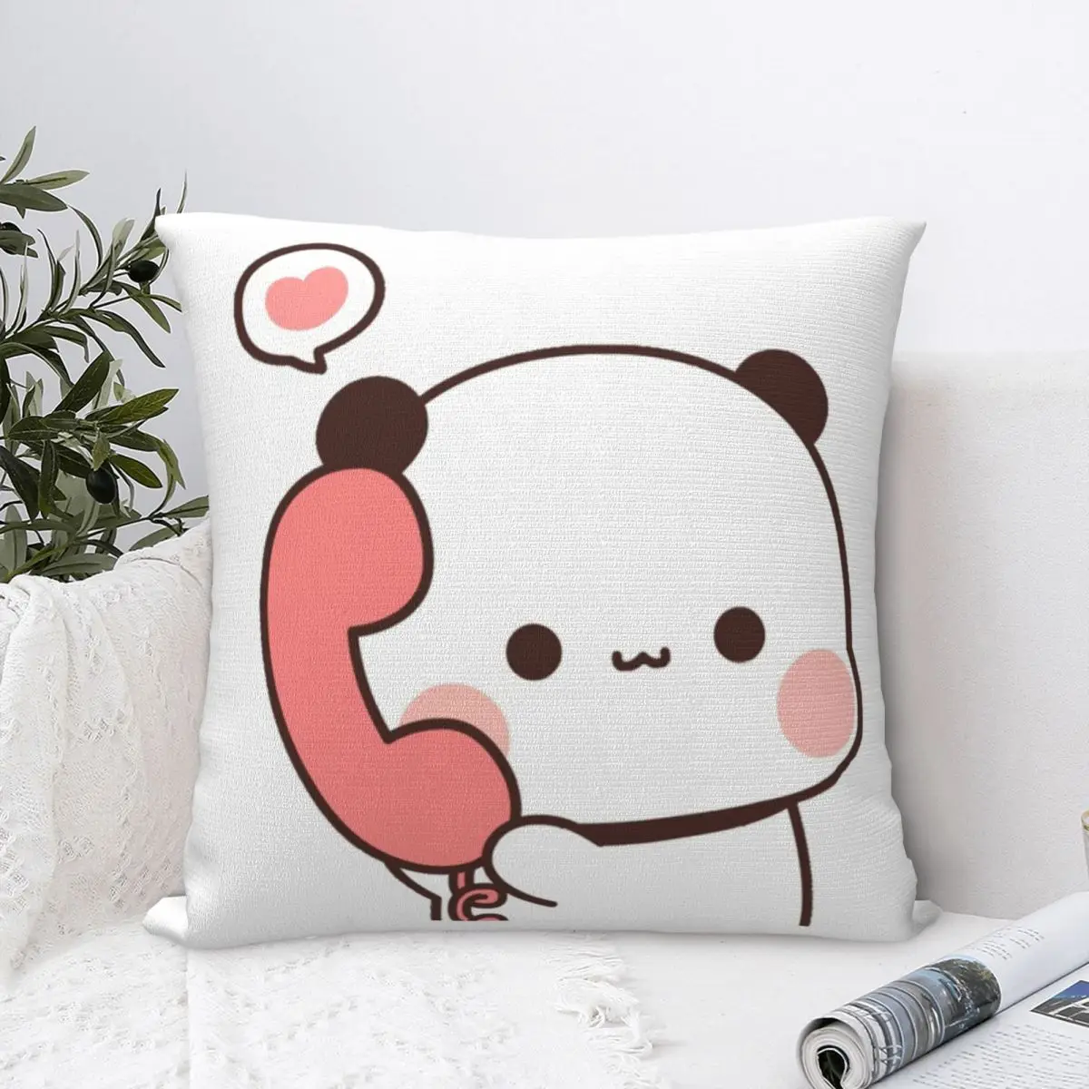 Pillow Cover Bubu Is Receiving A Call From Dudu Cushion Cover Bear Couple Pillow Case For Sofa Bedroom Home Decor Pillowcases