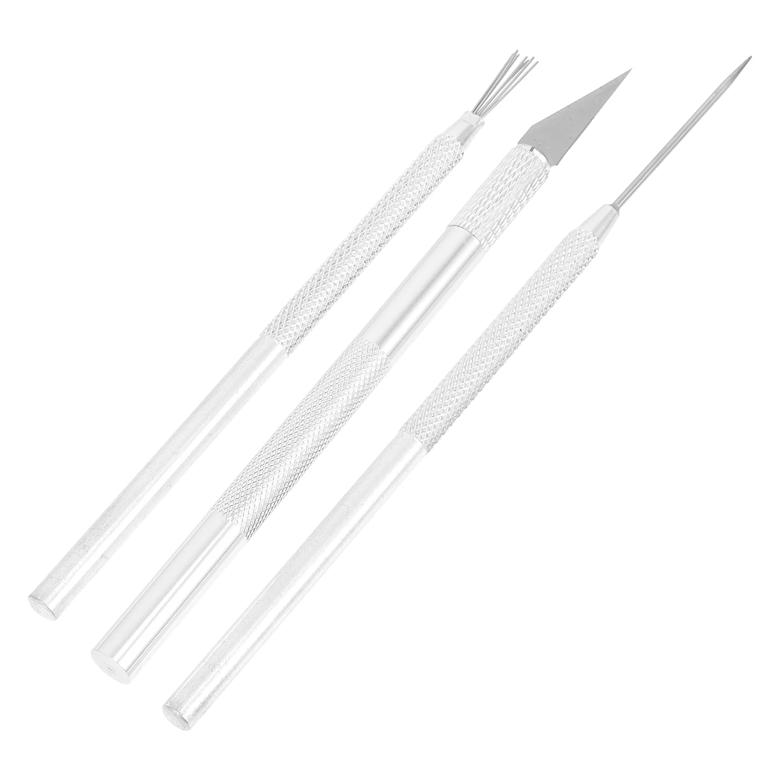 

5pcs Stainless Steel Clay Needle Tools Sturdy Aluminum Handle Textured Grip For Pottery Sculpting Carving Ceramic Modeling Tools