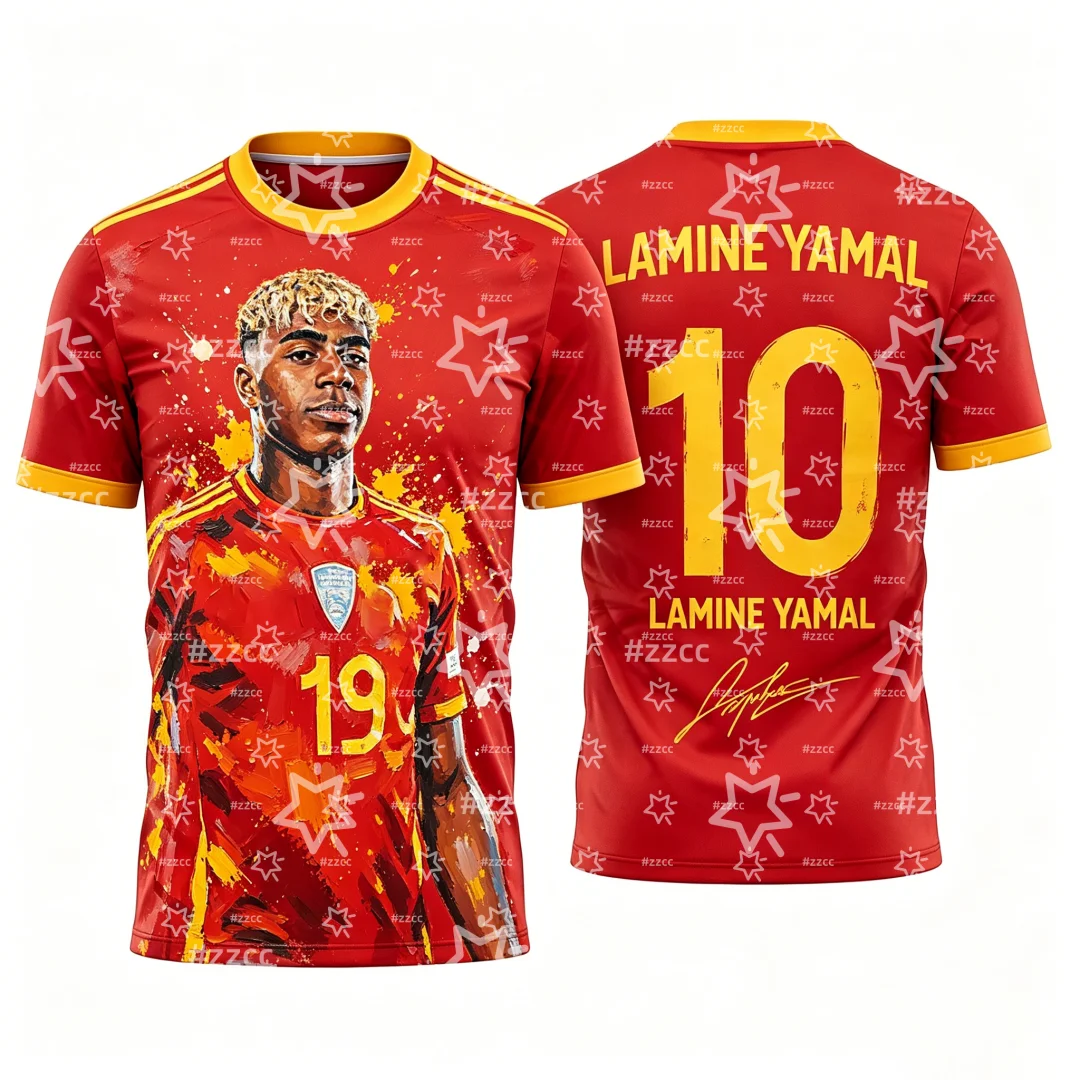 2026 Yamal Spanien Team Fußballtrikot Spiel- & Trainingsset Sommer Sport Herren T-Shirt Kinderbekleidung Tee Y2k Damen – Detail 1