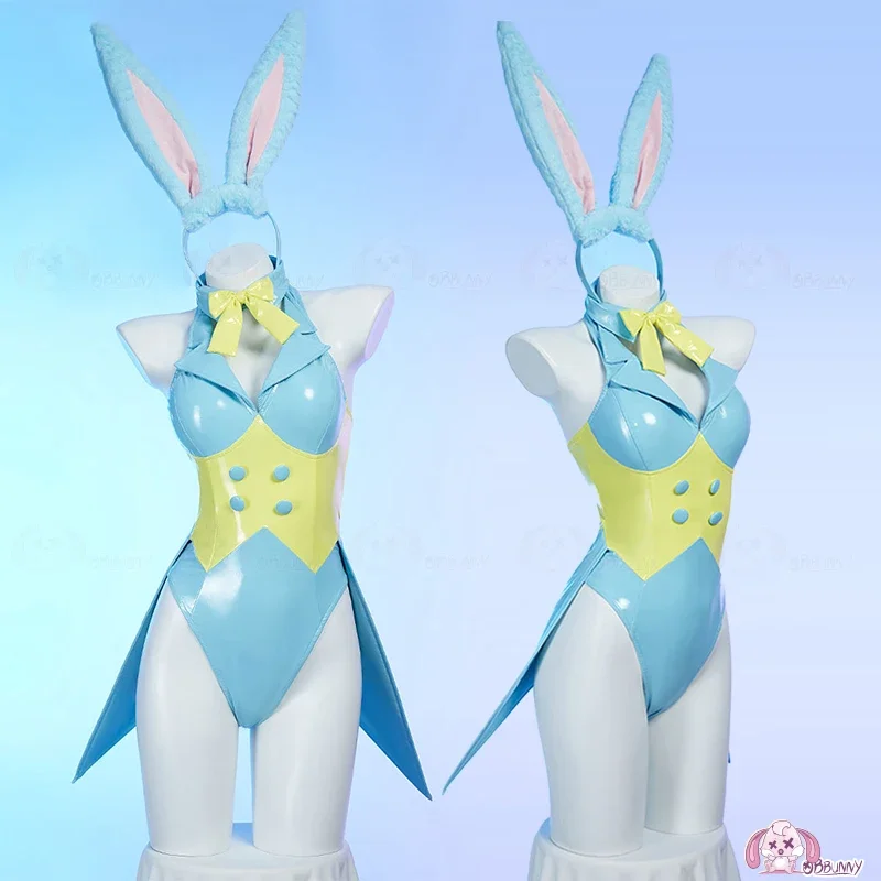 

Anime Easter Blue Bunny Girl Cosplay Costume Ears | PU Leather Bodysuit Sexy Nightclub Outfit for Women Costumes & Accessories