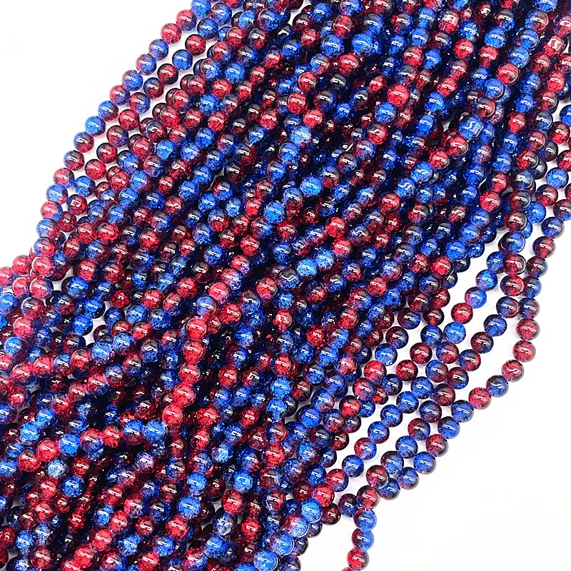 4mm 6mm 8mm Round Colour Glass Crackle Beads Loose Spacer Beads for Jewelry Making Diy Handmade Bracelets Accessories