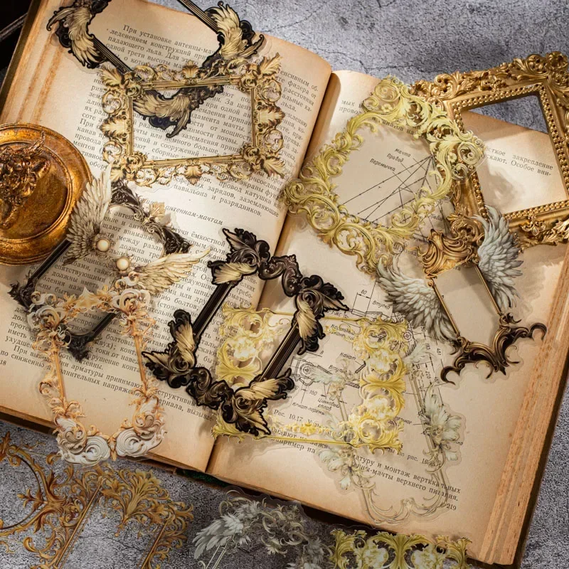 10 Stks/pak Huisdier Vintage Frame Stickers Decor Junk Journal Diy Scrapbooking Collage Fotoalbum Briefpapier Ambachtelijke Stickers