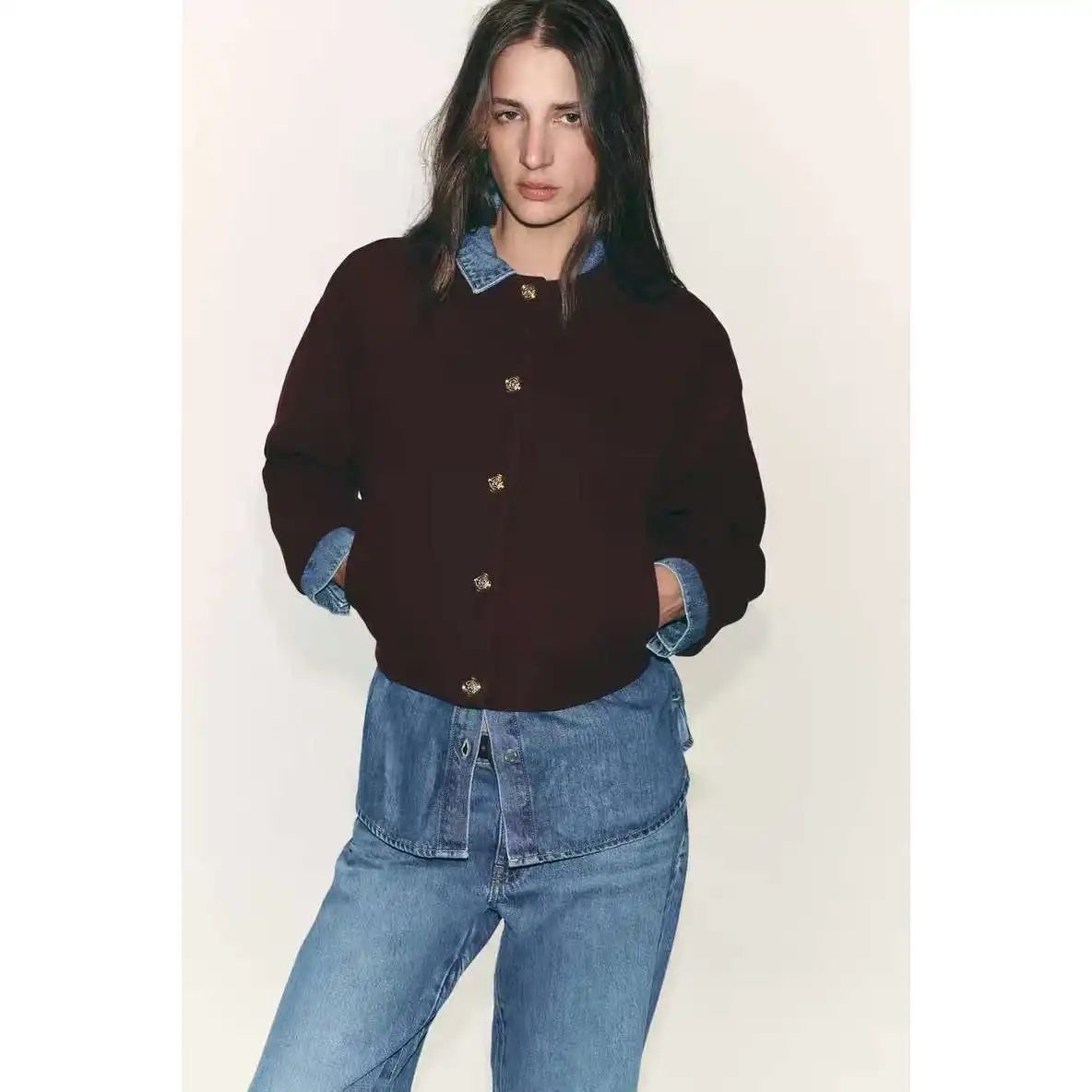 Pure Desire Lazy Sle Retro Slim Fit Bottoni dorati Morbido Jaet Cappotto da donna Faion Autunno Inverno Caldo lungo Sve rotondo Ne