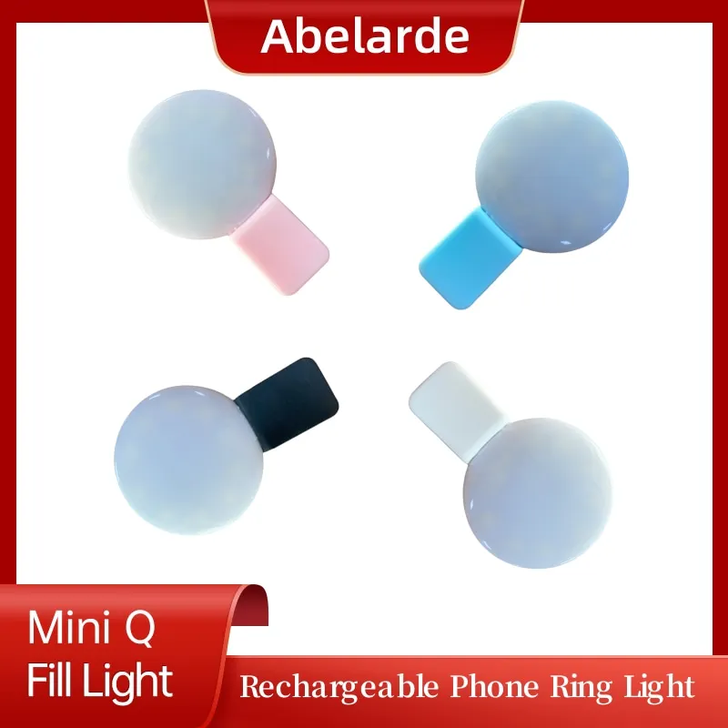 Mini Q Mobile Phone LED Selfie Ring Light Portable Mini Durable Practical Three Stop Dimming Circle Photography Clip Fill Light