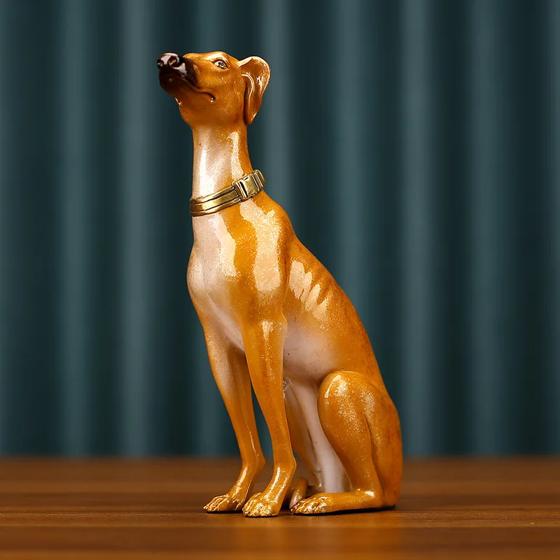 Simulated Animal Sculpture Metal Handicrafts Dog Greyhound Decorative Figurines Decorative Handicraft Ornaments Home Decoration