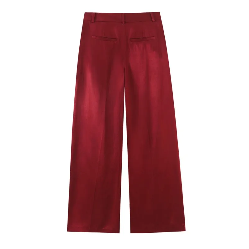 HipSeam Women's Pants Set 2 Pieces Set New 2026 Autumn High-Neck Bomber Jacket High Waist Wide-Leg Trousers Female Outfit