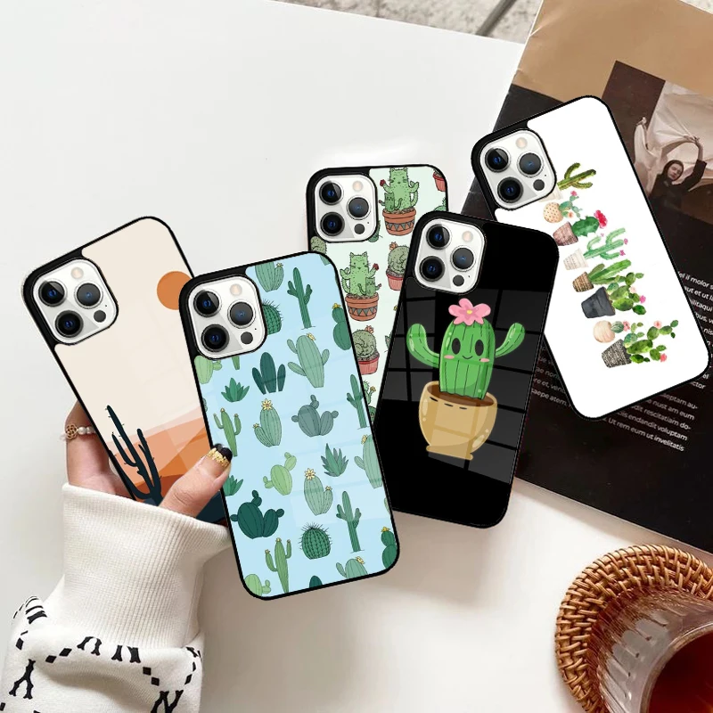 Plant Cactus Phone Case Strong Magnetic for iPhone 15 16 14 13 Pro Max 11 12 Mini Magsafe Wireless Charging Cover