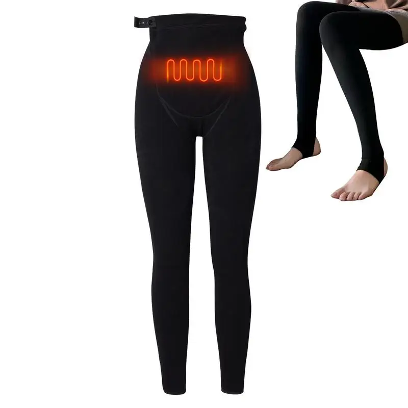 

USB Heating Pants Fast Heating Fleece Lined Stirrup Leggings Breathable Cold Weather Pants For Camping Skateboarding