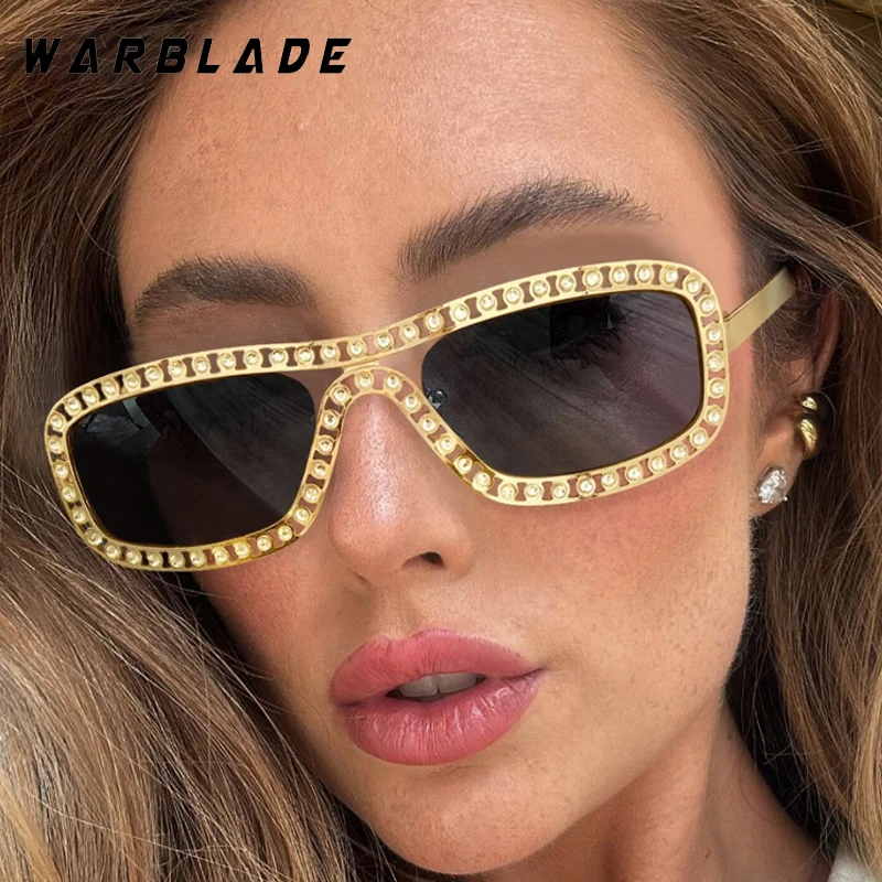 

Luxury Brand Design Sunglasses For Women Men Personality Punk Metal Imitation Diamond Sunglass Party Drive Travel Eyewear UV400