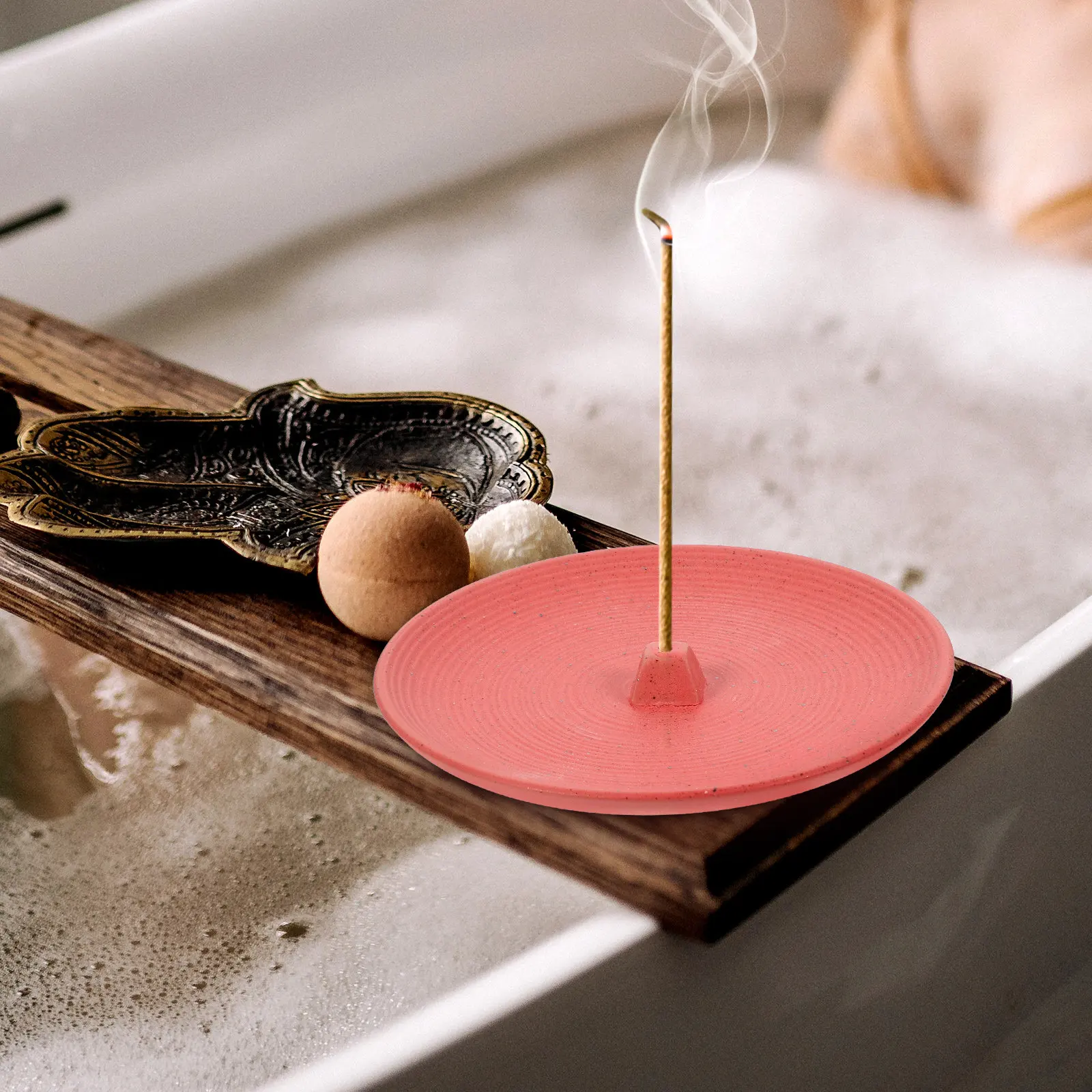 Premium Ceramic Incense Stick Tray Burner Round Incense Holder for Sticks Living Room Bedroom Hotel Table Decoration Compact