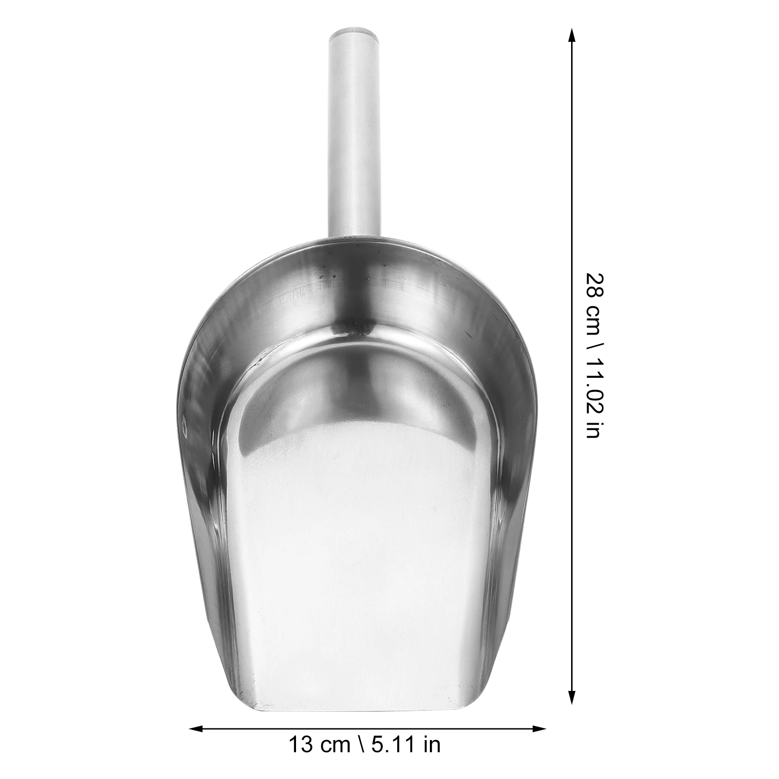 10 Inch Stainless Steel Ice Scoop Multipurpose Food Scoop Flour Shovel Grain Shovel Ice Cube Shovel Flat Concave Bottom Optional