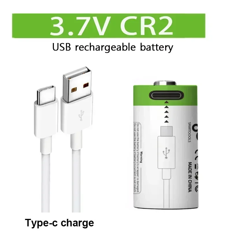 100% Original CR2 3V Lithium Battery Rechargeable USB Suitable for Digital Cameras GPS Security and Medical Devices+cables