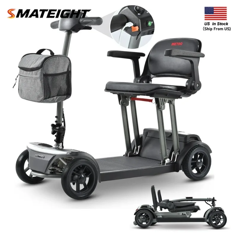 

Foldable 4 Wheel Mobility Scooter for Seniors, 42LBS Aluminum Frame, 12Ah Airline Approved Battery, LED Lights, USB Port