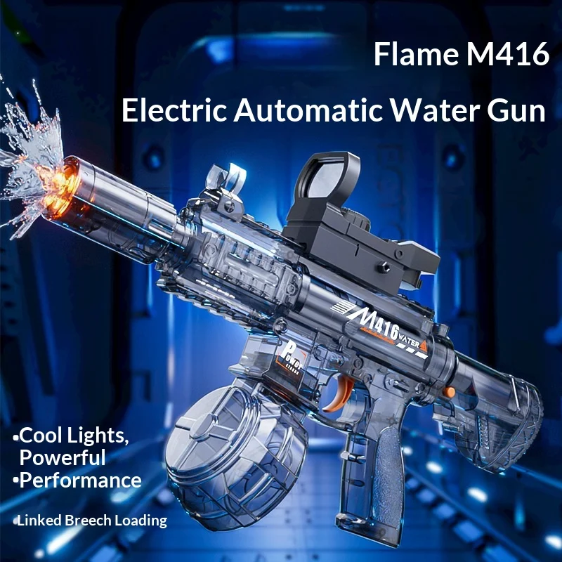 

Fire Light M416 Electric Water Gun, High Speed Continuous Shooting, Flash Fire Effect, Large Capacity Summer Water Toy