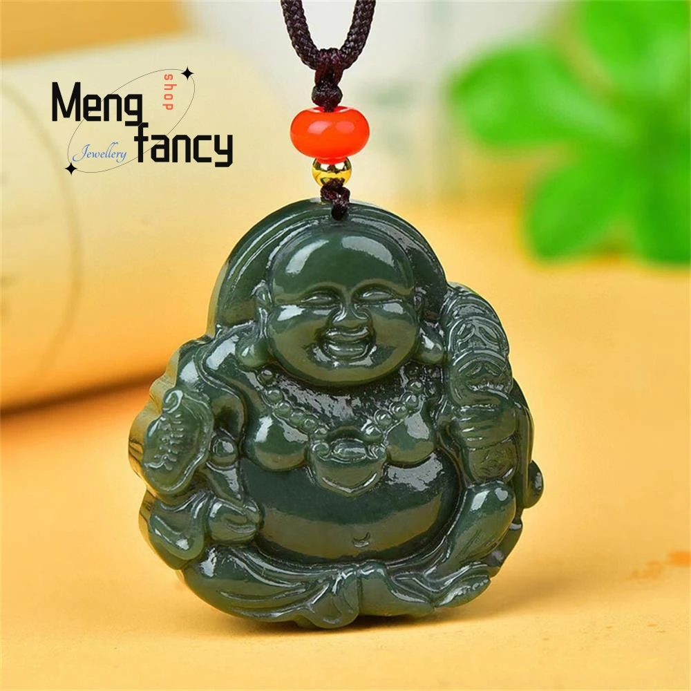 

Natural Xinjiang Hetian Green Jade Ruyi Money Buddha Pendant Simple Exquisite Best Selling Fashion Jewelry Holiday Gifts Mascots