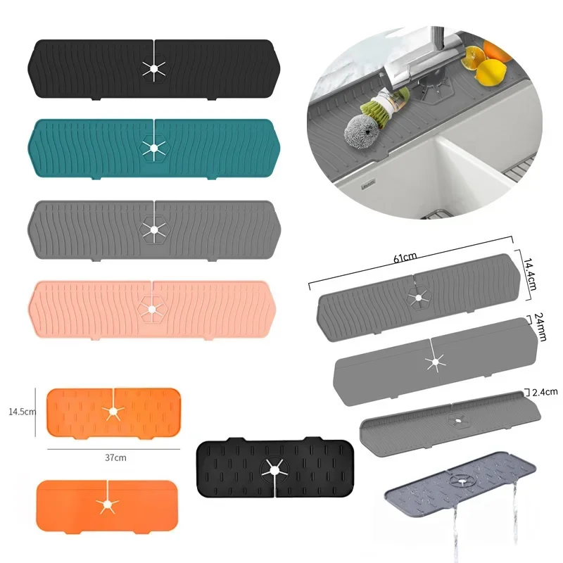 Large Silicone Faucet Mat For Kitchen Sink Splash Guard Bathroom Faucet Water Catcher Mat Sink Draining Pad Faucet Catcher Mats