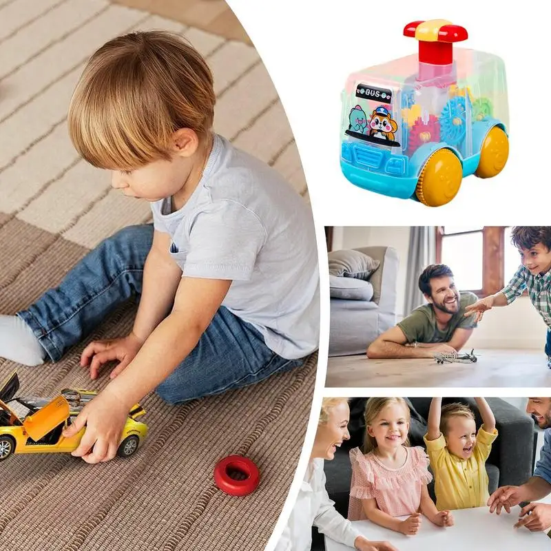 Press Toy Car Transparent Cute Press And Go Gear Car Early Development Supplies Portable Interactive Multifunctional Car Toys