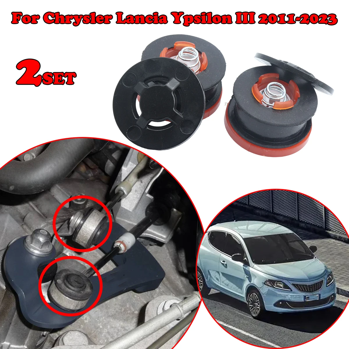 

2set MT Gearbox Repair Kit For Chrysler Lancia Ypsilon III 11-2023 Shifter Cable End Bushing Gearbox Linkage Selector Connector