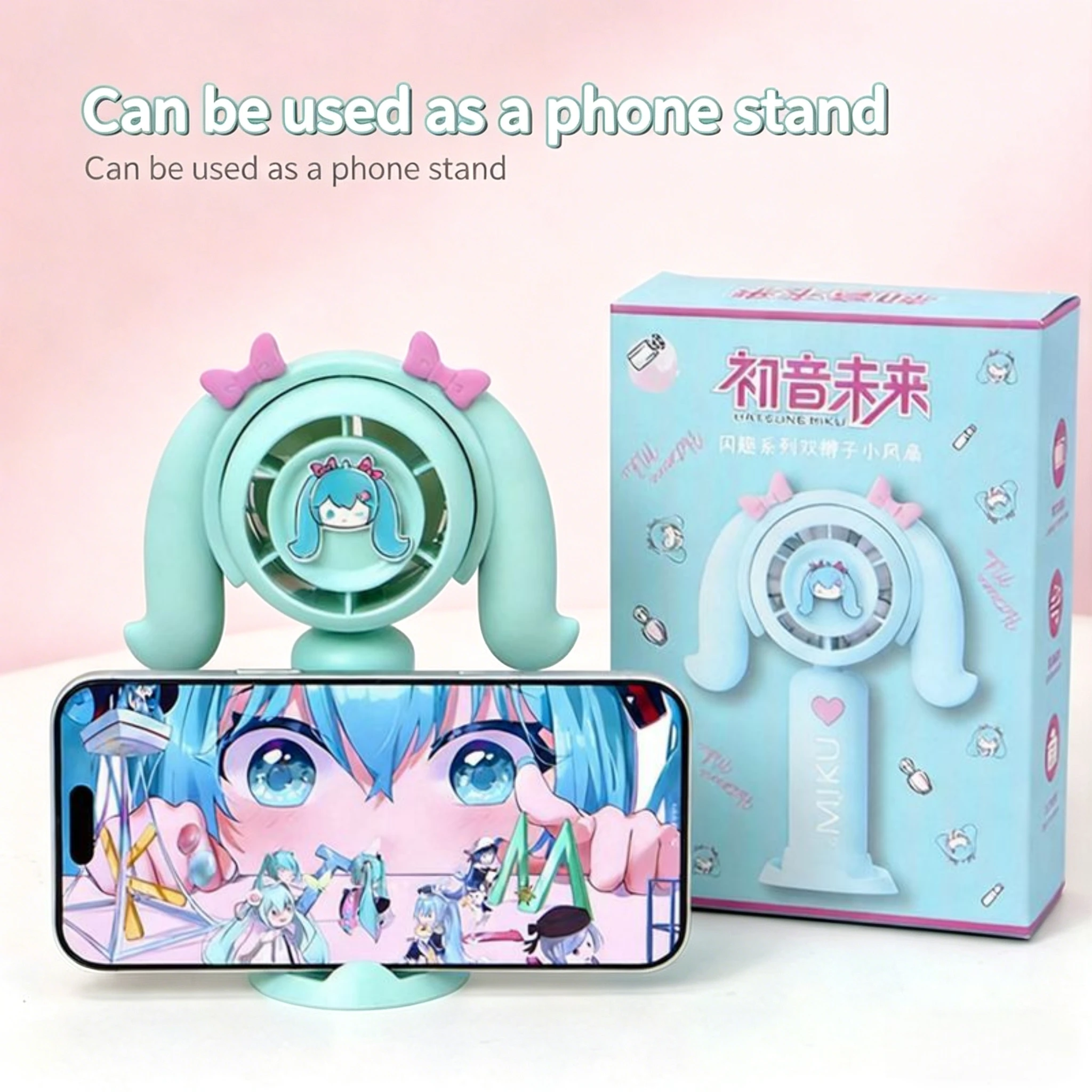 

Hatsune Miku Handheld Mini Fan Personal Portable Summer Outdoor USB Rechargeable 6 Speeds Lightweight Cooling Fan Anime Gift