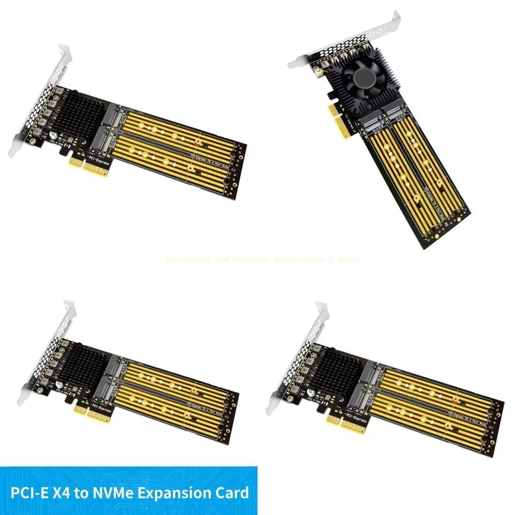 

Expansion Card PCIe to 4 Port Nvme 2.0 SSD Controller Adapter Expansion Card for 2230 2242 2260 2280 22110 Accessory