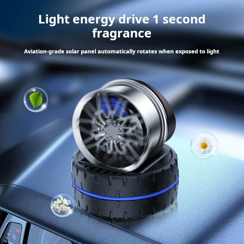 Solar-Powered Racing Wheel Hub Design Car Dashboard Aroma Diff No Essential Oils Included Wood Aroma Wafer