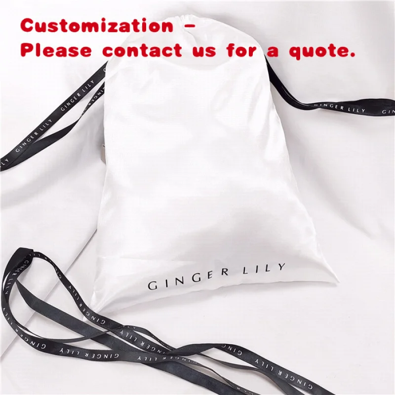 

custom.Custom Bundle Hair Bags Satin Drawstring Hair Extension Storage Wig Packaging Bags With on Ribbon
