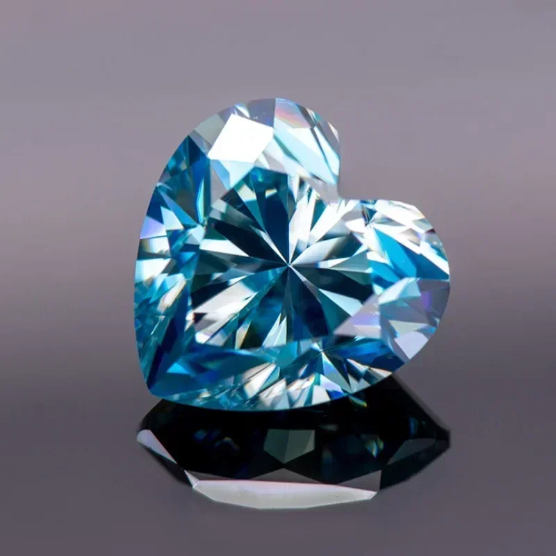 Pedra moissanite coração corte aquamarine cor pedra preciosa laboratório cultivado diamante avançado para fazer jóias material com certificado gra