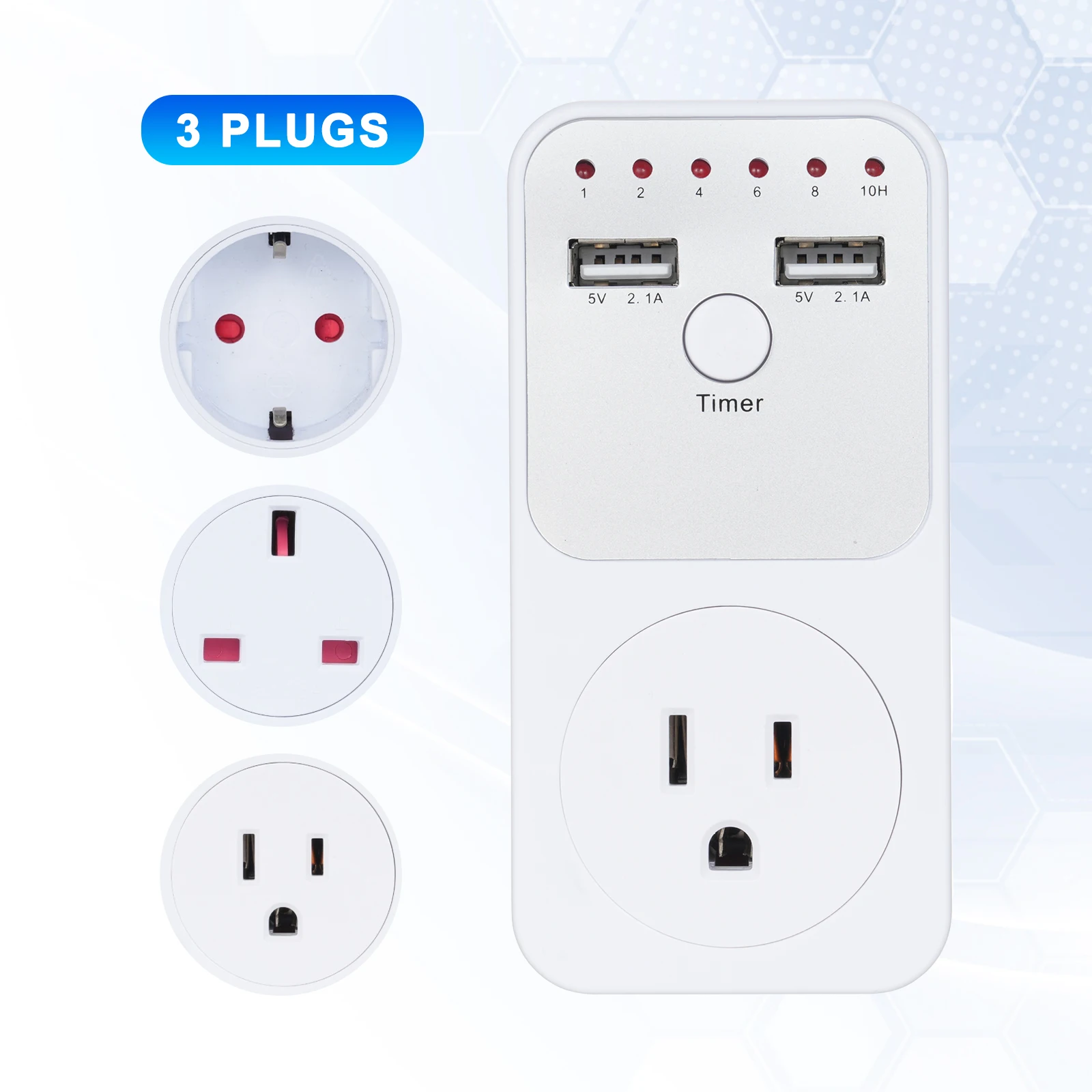 

3680W Intelligent Programmable Countdown Timer Socket Electronic Timer Switch Surge Protector Outlet Dual USB Port
