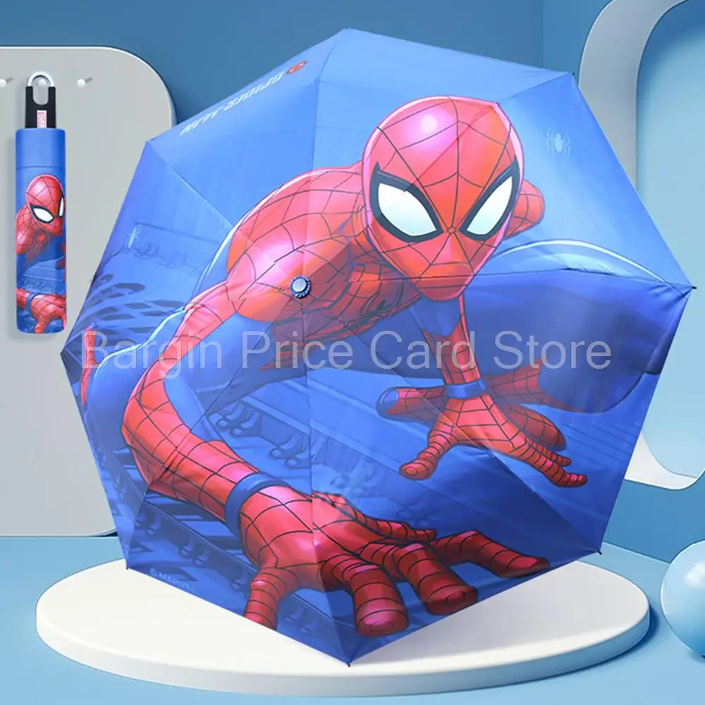 

Marvel Spider Man Iron Man Umbrella for Men Simple Sunshade Parasol Three Folding Spare Anti-UV Umbrellas Boyfriend Student Gift